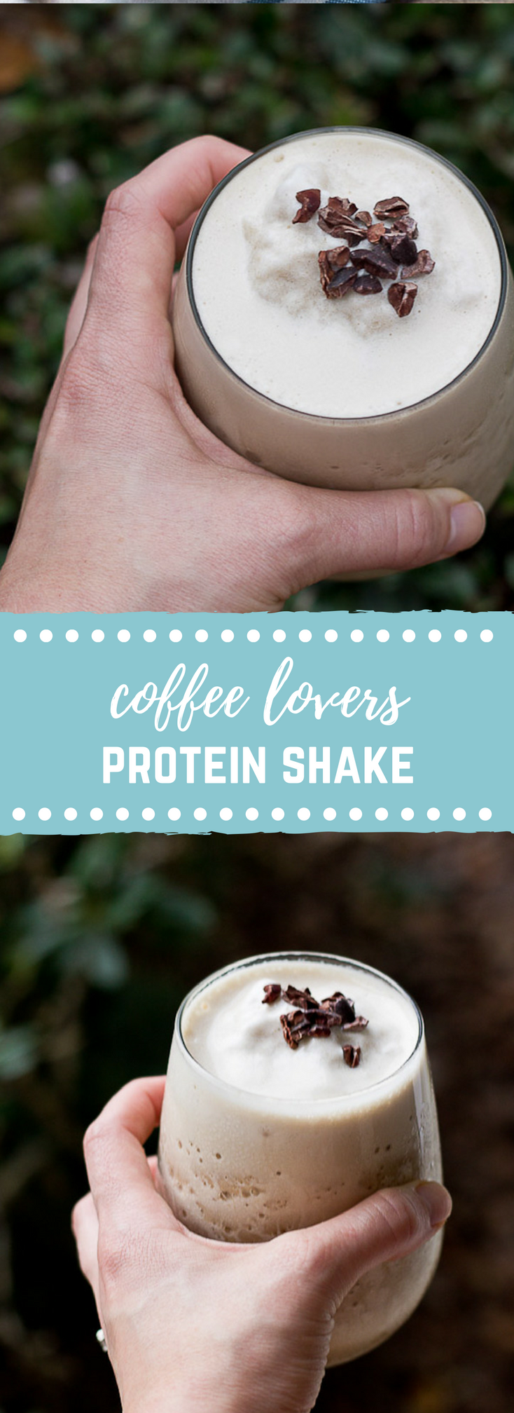 This high protein and low sugar protein shake is a coffee lover's dream. Toss all ingredients into the blender, top with cacao nibs and sip all the frothy goodness with a straw. Perfect for an afternoon pick me up.