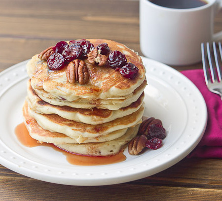 Tart Cherry Greek Yogurt Pancakes with Tart Cherry Maple Syrup