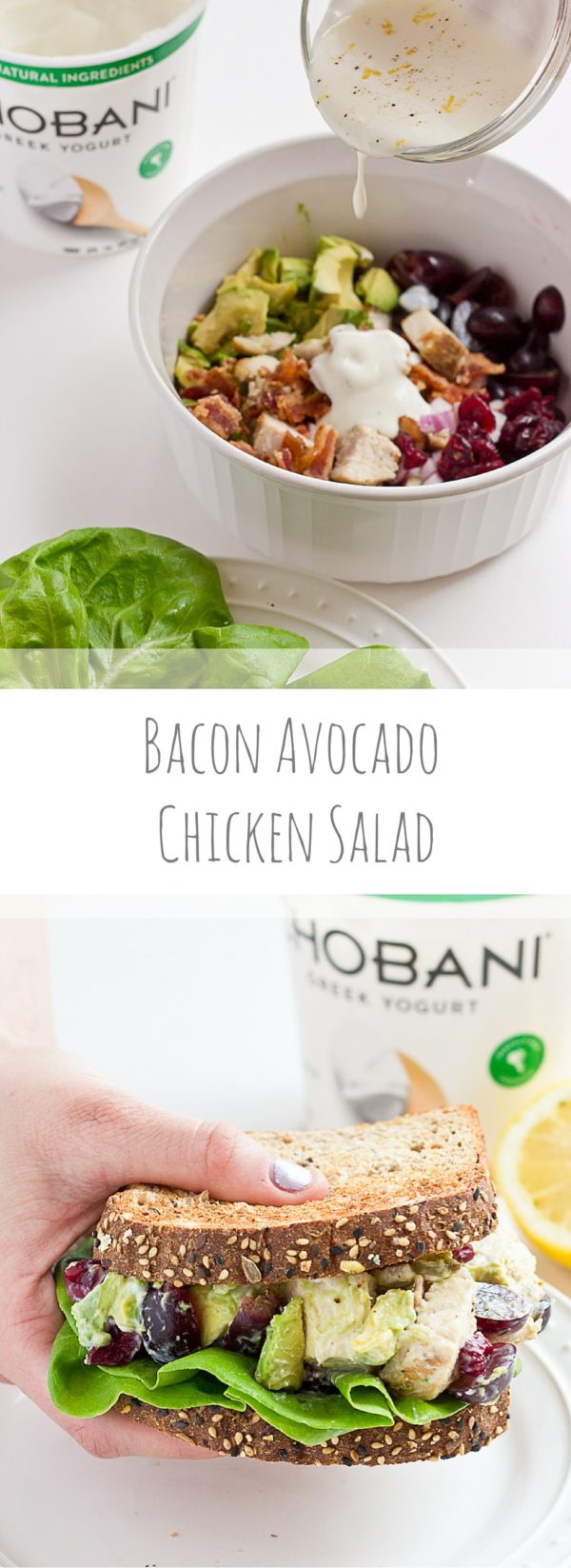 This Bacon Avocado Chicken Salad makes a hearty protein- packed meal to serve up for a lunch or dinner. Greek yogurt is a stand in for traditional mayo, making this salad fit for your active lifestyle.