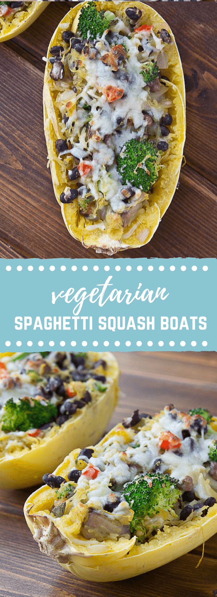 Vegetarian Spaghetti Squash Boats | a low carb and gluten free dinner