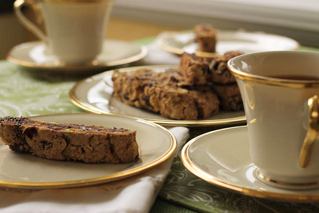 Dark Chocolate Pistachio Biscotti | Love & Zest