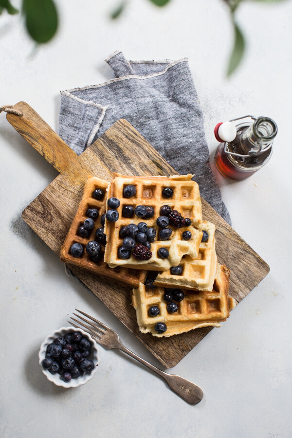 Gluten free waffles recipe with blueberries