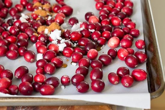 Roasted Cranberries will change your life. They are all cinnamonny and mapley and topped on a comforting bowl of quinoa oatmeal! Just know, a bowl of Roasted Cranberries and Quinoa Oatmeal will be sure to give you that holiday fever. 