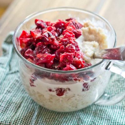 Roasted Cranberries will change your life. They are all cinnamonny and mapley and topped on a comforting bowl of quinoa oatmeal! Just know, a bowl of Roasted Cranberries & Quinoa Oatmeal will be sure to give you that holiday fever.