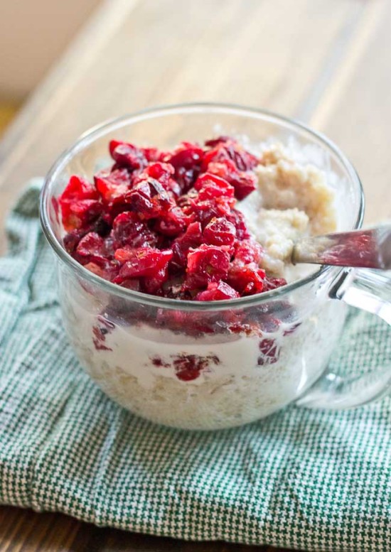 Roasted Cranberries will change your life. They are all cinnamonny and mapley and topped on a comforting bowl of quinoa oatmeal! Just know, a bowl of Roasted Cranberries and Quinoa Oatmeal will be sure to give you that holiday fever. 