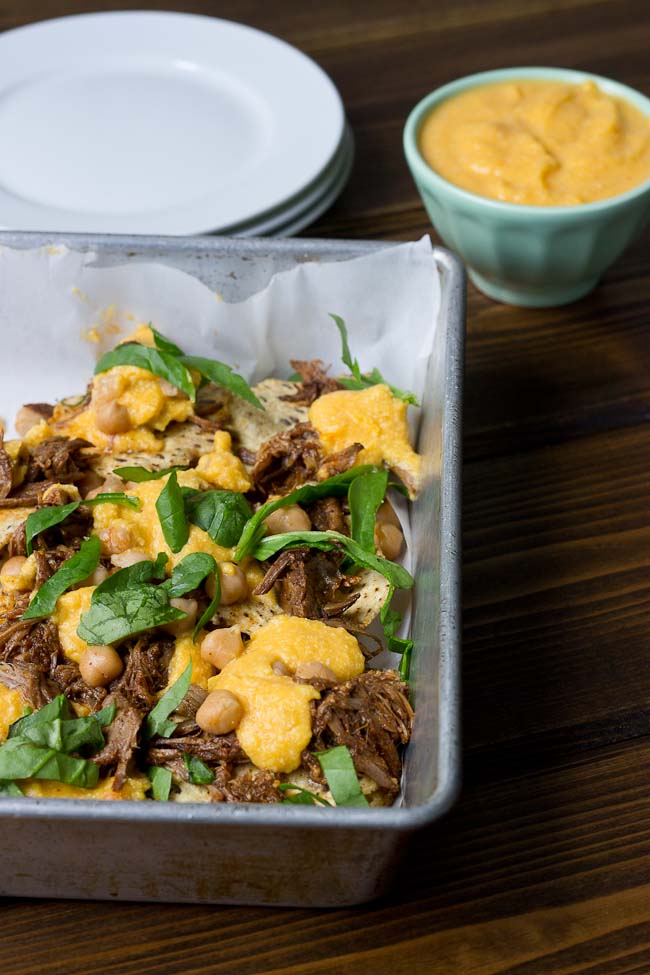 Slow Cooker Steak Nachos with Butternut Squash Queso-7572