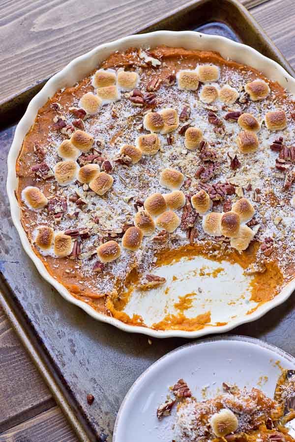 Low Sugar Sweet Potato Casserole. Gluten free vegan comfort food that tastes just like the holidays. Go grab a spoon, you’re gonna love it!