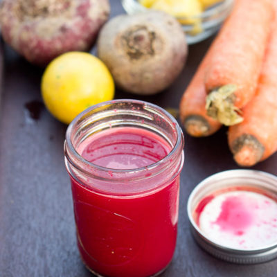 The Early Riser. Beets, Carrots, Pineapple, and Lemon make a tangy and tart juice that will wake you up and put a pep in your step.