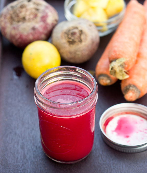 beet juice recipe with beets, carrots, pineapple and lemon