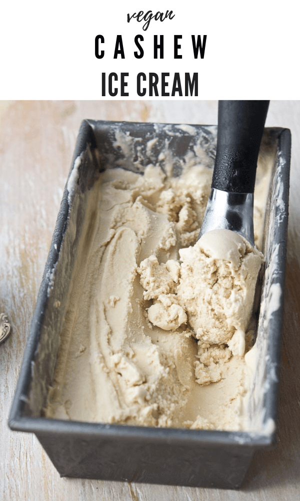 vegan ice cream with cashews almond milk and maple syrup