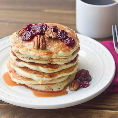 Tart Cherry Greek Yogurt Pancakes with Tart Cherry Maple Syrup