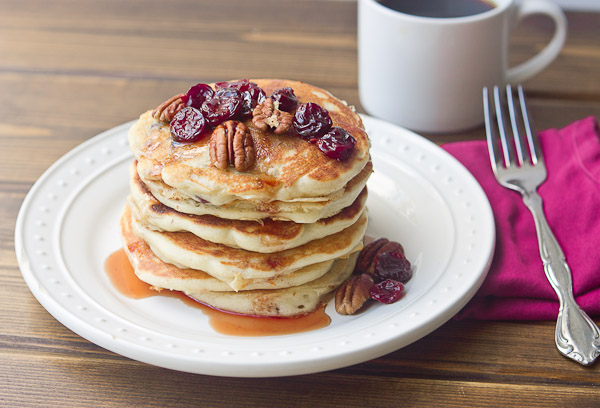 Tart Cherry Greek Yogurt Pancakes with Tart Cherry Maple Syrup