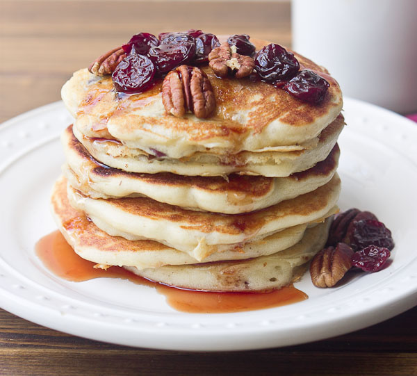 Tart Cherry Greek Yogurt Pancakes with Tart Cherry Maple Syrup