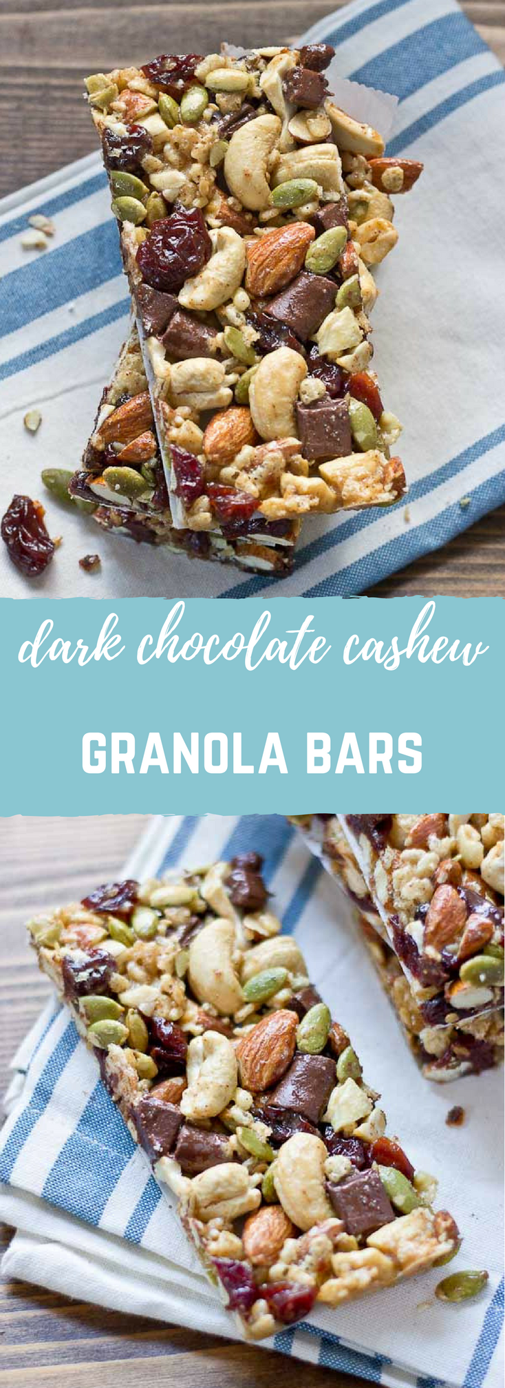 Tart Cherry, Dark Chocolate & Cashew Granola Bars. These snack bars are sweet, tart, salty, crunchy, healthy, yummy, and easy to make… what else can you ask for in a snack!? Gluten free and vegan.