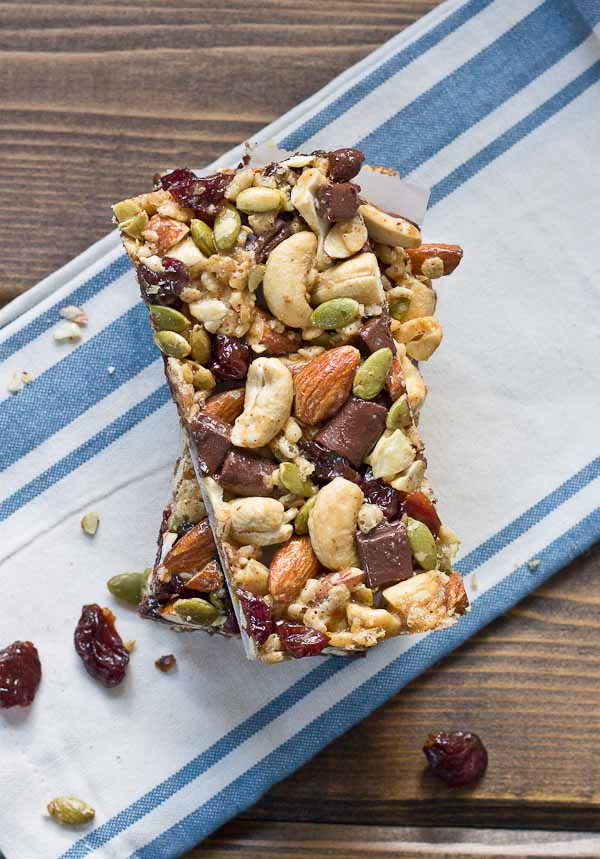 Tart Cherry, Dark Chocolate & Cashew Granola Bars. These snack bars are sweet, tart, salty, crunchy, healthy, yummy, and easy to make… what else can you ask for in a snack!?