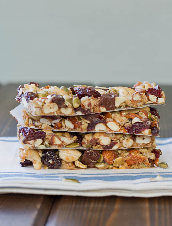 Tart Cherry, Dark Chocolate & Cashew Granola Bars. These snack bars are sweet, tart, salty, crunchy, healthy, yummy, and easy to make… what else can you ask for in a snack!?