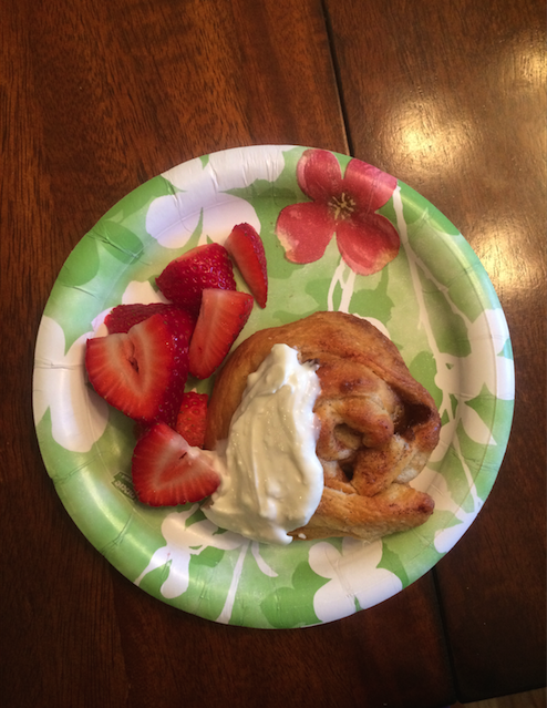 Cinnamon Rolls and Strawberries