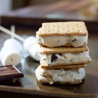 These Toasted Marshmallow Smores Ice Cream Bars have all that campfire flavor and perfect for a hot summer night. Vegan and dairy free.