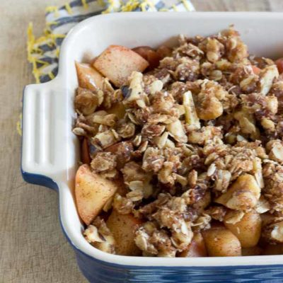 This "No Bake" Skillet Apple Crisp is made with whole ingredients like apples, walnuts, coconut, and oats.... right on your stovetop, no baking required. The best part, this dessert is healthy enough to eat for breakfast... well we did anyway! Vegan, Dairy Free. Gluten Free.