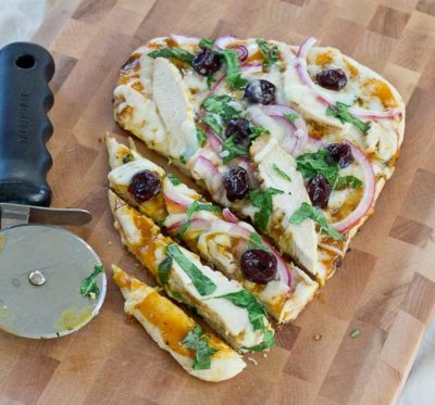 Fire up the grill for this BBQ Chicken Naan Pizza with Tart Cherries—it’s perfect for a summer gathering and comes together in just minutes!