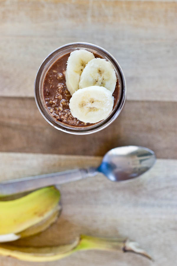 Rise and shine, it's breakfast time! Jumpstart your day with this high protein Chocolate Banana Overnight Oats recipe... all dessert-y and no cooking required. Grab and go convenience. Gluten-free. Great source of protein and fiber.