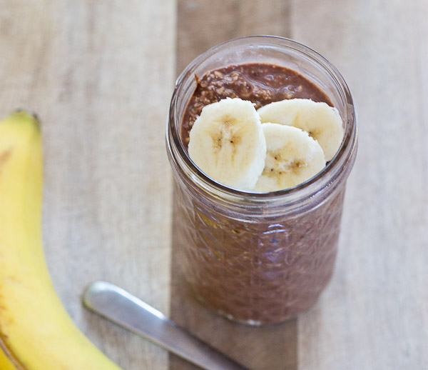 Rise and shine, it's breakfast time! Jumpstart your day with this high protein Chocolate Banana Overnight Oats recipe... all dessert-y and no cooking required. Grab and go convenience. Gluten-free. Great source of protein and fiber.