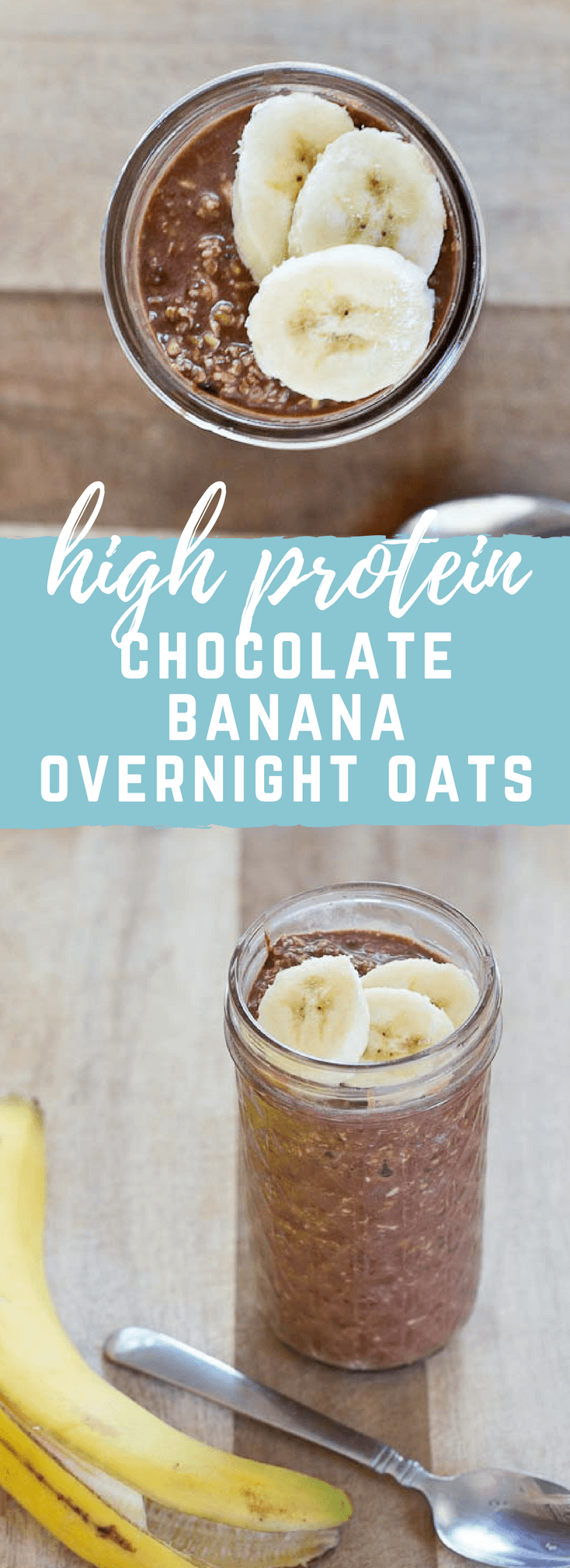 Rise and shine, it's breakfast time! Jumpstart your day with this high protein Chocolate Banana Overnight Oats recipe... all dessert-y and no cooking required. Grab and go convenience. Gluten-free. Great source of protein and fiber.