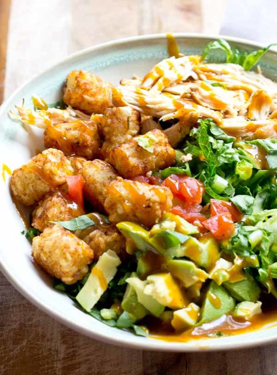BBQ Chicken Tater Tots Salad Love & Zest