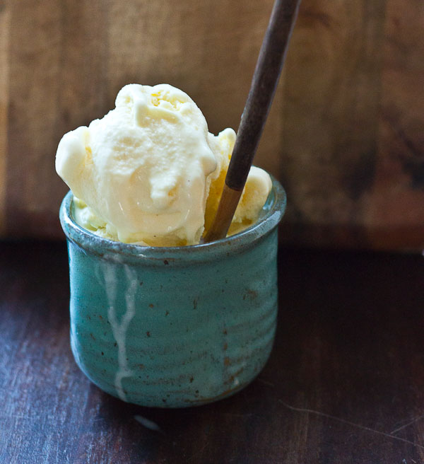 Eggnog Ice Cream made with 1 ingredient... eggnog. Pour eggnog into ice cream maker and churn. Super creamy and delicious and a great way to use leftover eggnog! 