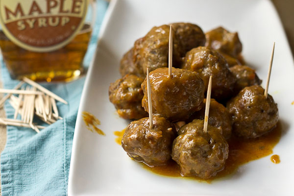 These Slow Cooker BBQ Meatballs tho. Love that sweet maple flavor! Serve these up for a crowd at your next football party or meal prep them to eat throughout the week! The slow cooker does all the work.