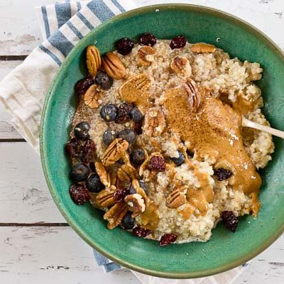 Eat a bowl of this Ancient Grains Oatmeal for a healthy and delicious start to the day. This Ancient Grains blend is higher in fiber and protein than a traditional bowl of oatmeal.