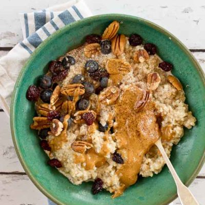 Eat a bowl of this Ancient Grains Oatmeal for a healthy and delicious start to the day. This Ancient Grains blend is higher in fiber and protein than a traditional bowl of oatmeal.