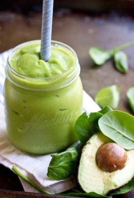 Get your greens on with this Avocado Green Smoothie. Good fats, lots of greens and tastes delicious! Great way to start the day!