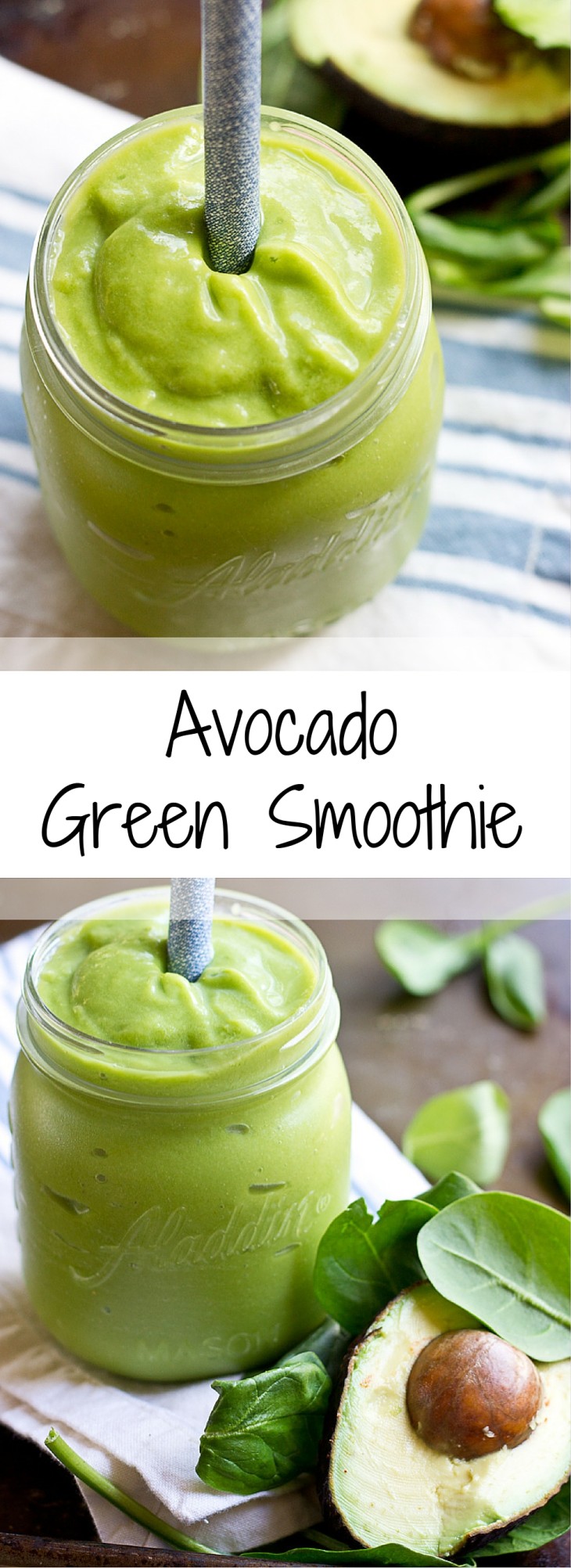 Get your greens on with this Avocado Green Smoothie. Good fats, lots of greens and tastes delicious! Great way to start the day!