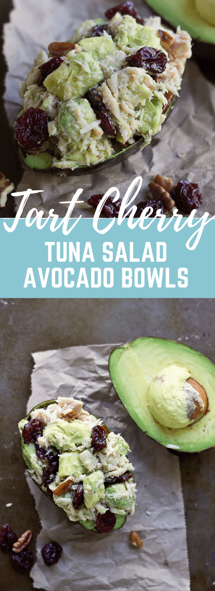 This is one POWER packed tuna salad recipe. These Tart Cherry Tuna Salad Avocado Bowls are filled with healthy fats from tuna, avocado, and pecans, it’s also rich in anthocyanins thanks to Montmorency tart cherries! Hello gawwwgeous! @choosecherries