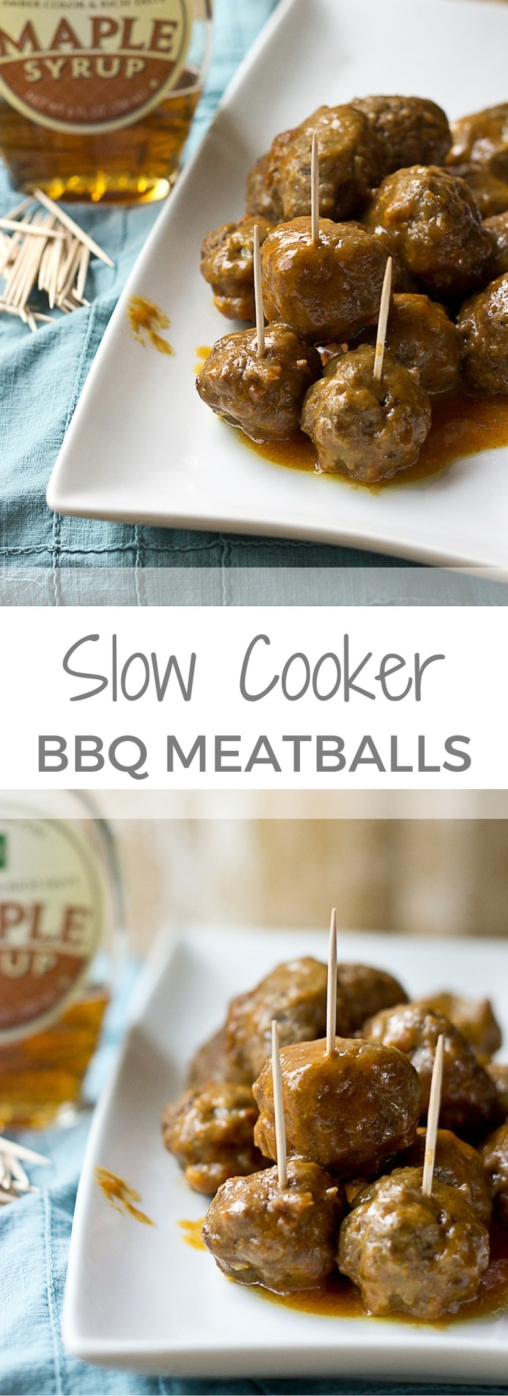 These Slow Cooker Maple Meatballs tho. Love that sweet maple flavor! Serve these up for a crowd at your next football party or meal prep them to eat throughout the week! The slow cooker does all the work.