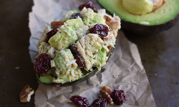 a low carb lunch recipe, tuna stuffed avocado 