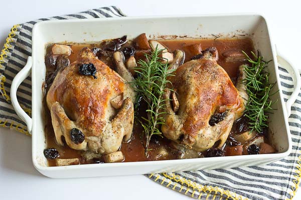 These Rosemary Roasted Cornish Hens with Pears and Tart Cherries are infused with Tart Cherry Juice to give this savory main course a subtle sweet flavor that is sure to satisfy. This Cornish hen duo would make a beautiful entrée for Valentine’s Day.