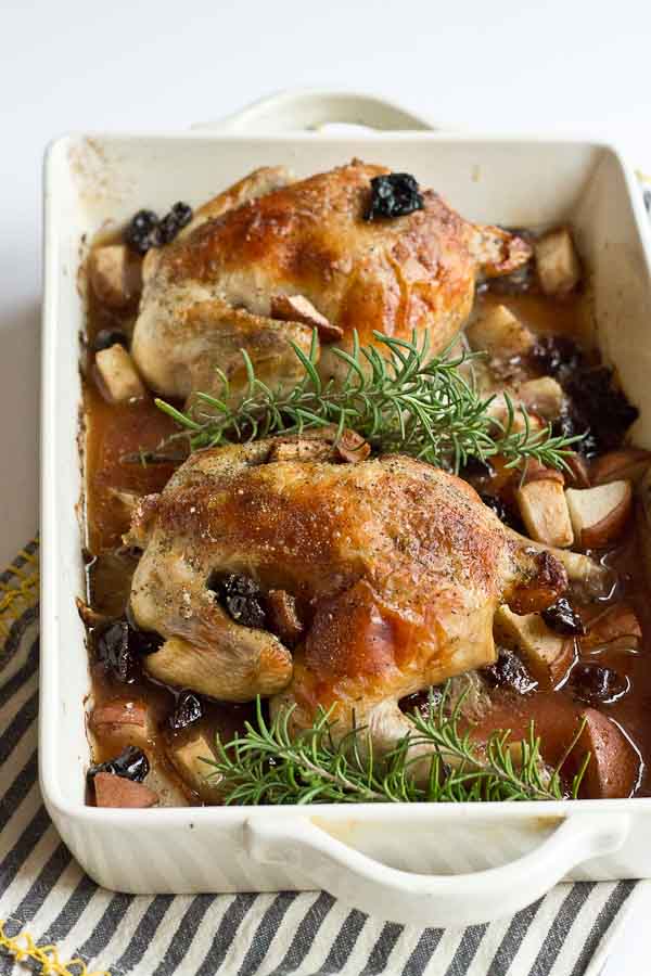 These Rosemary Roasted Cornish Hens with Pears and Tart Cherries are infused with Tart Cherry Juice to give this savory main course a subtle sweet flavor that is sure to satisfy. This Cornish hen duo would make a beautiful entrée for Valentine’s Day.