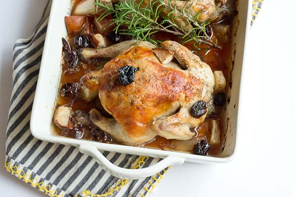 These Rosemary Roasted Cornish Hens with Pears and Tart Cherries are infused with Tart Cherry Juice to give this savory main course a subtle sweet flavor that is sure to satisfy. This Cornish hen duo would make a beautiful entrée for Valentine’s Day.