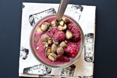 Dark Chocolate Raspberry Smoothie Bowls, a healthy and delicious way to start the day with chocolate for breakfast!