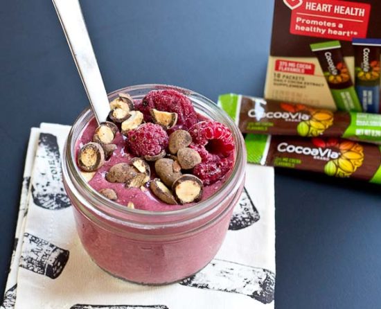 Dark Chocolate Raspberry Smoothie Bowls, a healthy and delicious way to start the day with chocolate for breakfast!