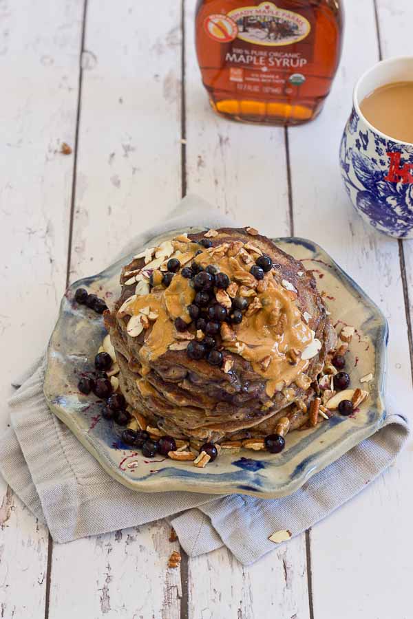 Calling all health junkies, these pancakes are for you! Not your mama's Saturday morning pancakes, these Health Nut Blueberry Pancakes are made with buckwheat flour, kefir and wild blueberries, and are sure to please even the pickiest palate. Gluten free.