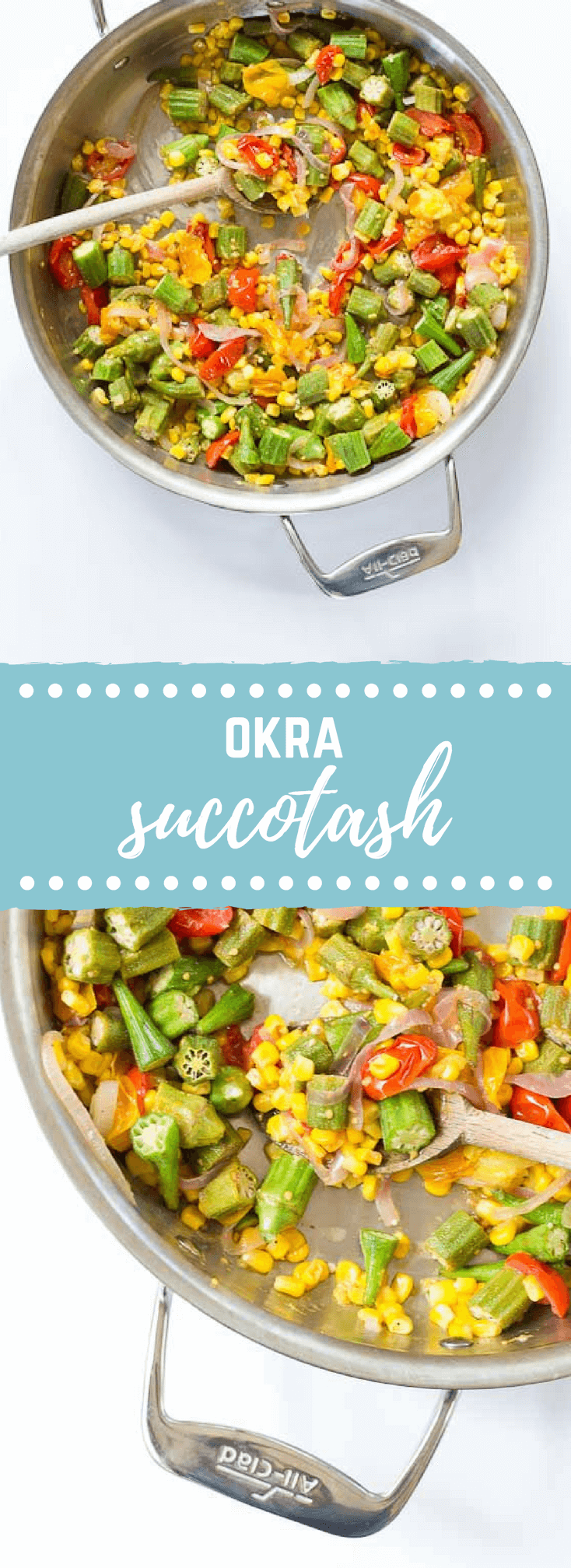 Okra Succotash, a simple sauté of fresh okra, corn, tomatoes, and onions, is a yummmmm side dish for your next cookout... just in time for Memorial Day! I love this side because it's fresh and filled with seasonal veggies that will make you feel good on a hot sunny day.