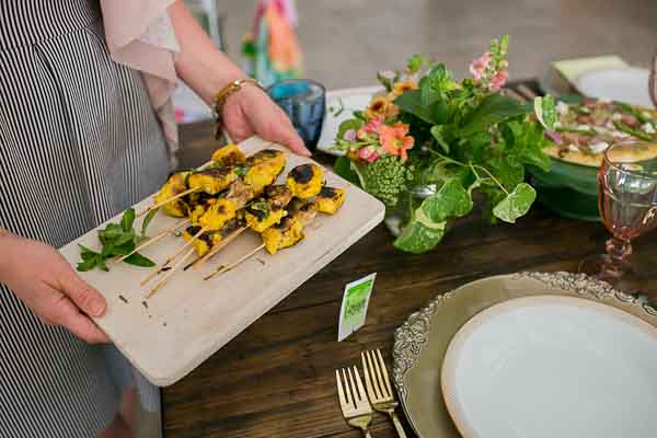  These Tandoori Chicken Skewers are juicy, moist and full of that bold Indian flavor. The chicken is marinated in Greek yogurt, lemon, and turmeric and grilled to perfection. Serve right off the grill with warm garlicky naan bread.