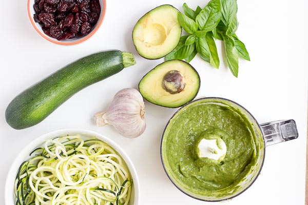 Go fresh this summer with a bowl of zucchini noodles coated in creamy avocado sauce, and topped with almonds, tart cherries and shaved parmigiano reggiano. This veggie meal is refreshing and satisfying, no heat required.