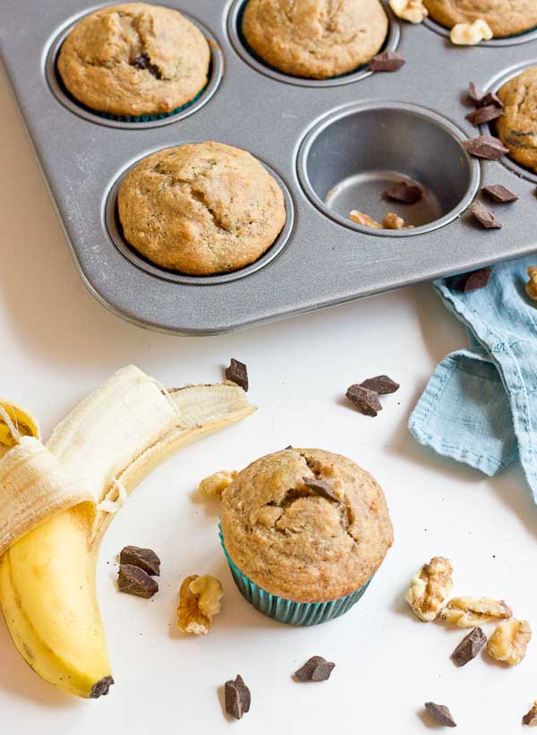 These Almond Butter Banana Bread Muffins are so moist and just straight up YUM!