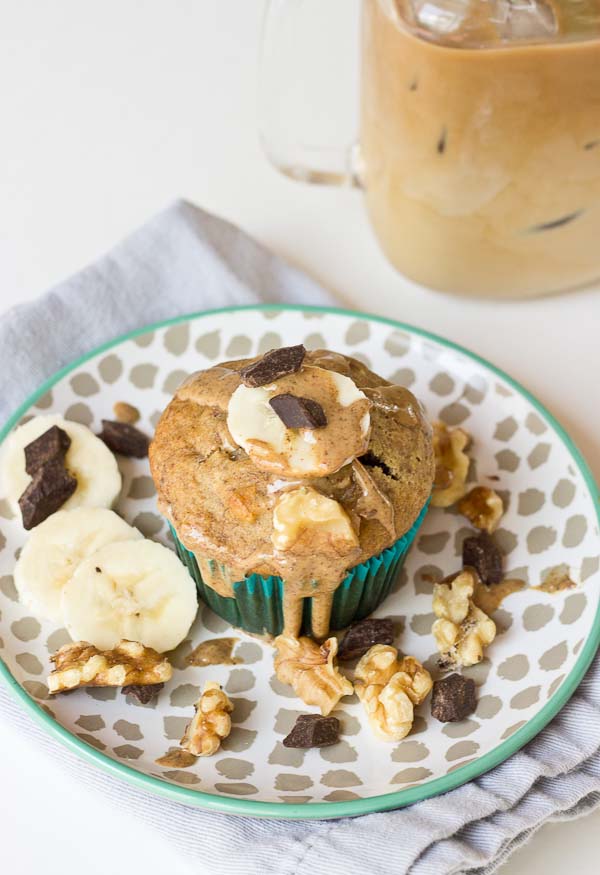 These Almond Butter Banana Bread Muffins are so moist and just straight up YUM!