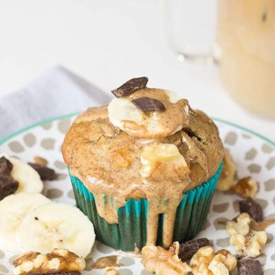 These Almond Butter Banana Bread Muffins are so moist and yum! Whip up a batch of these healthier banana bread muffins this weekend!