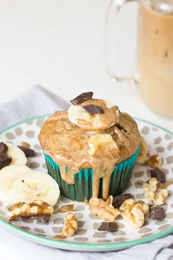 These Almond Butter Banana Bread Muffins are so moist and just straight up YUM!